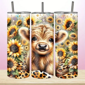 20oz Sunflower Cow Insulated Travel Tumbler